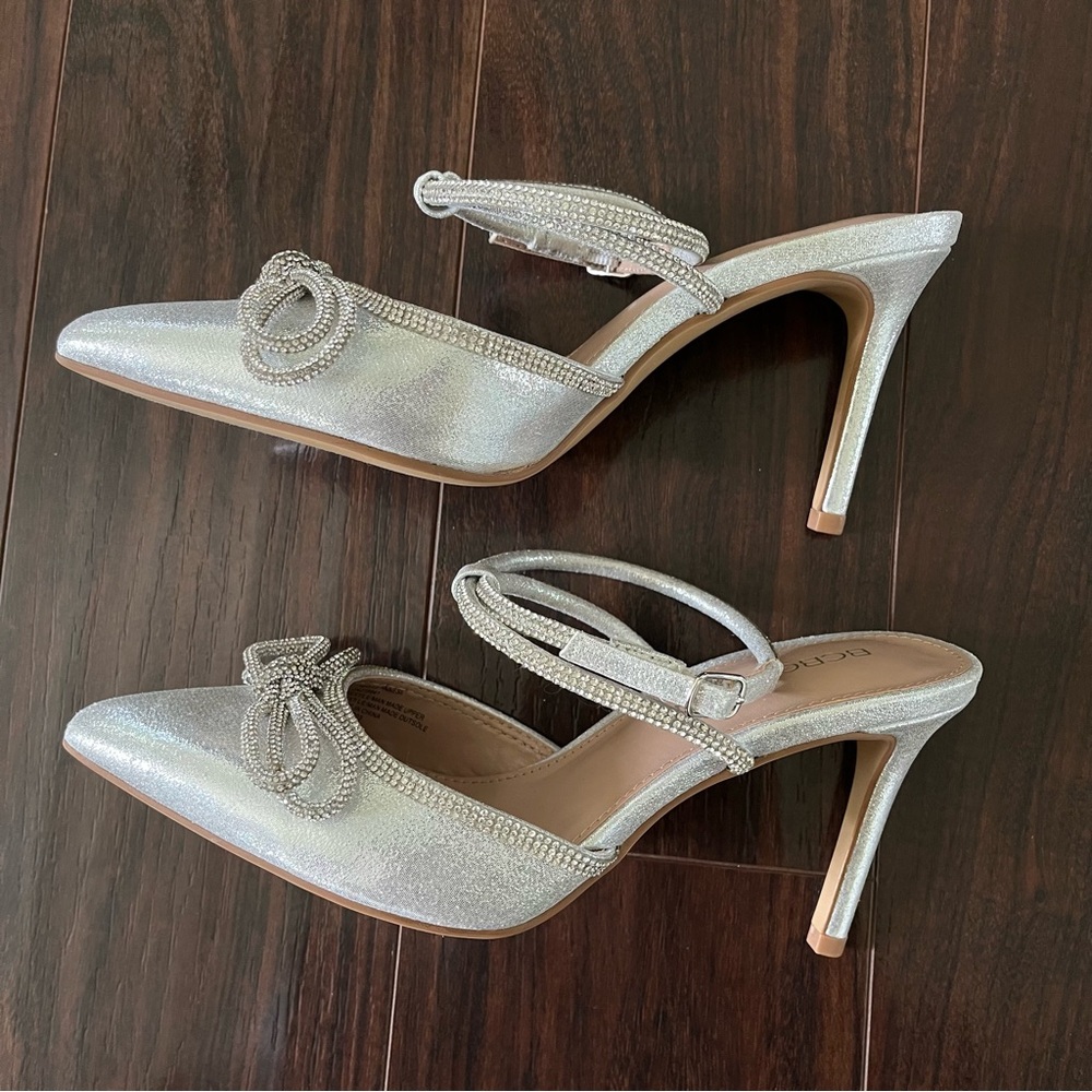 Bcbgeneration Silver Rhinestone Bow Stilettos - image 2